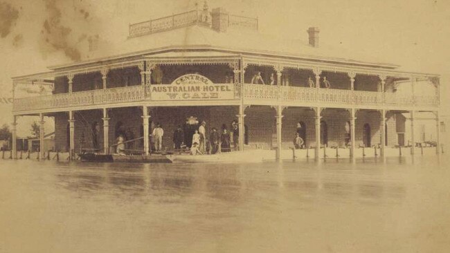 Central Australian Hotel, Bourke, during the 1890 flood. Picture: National Library of Australia