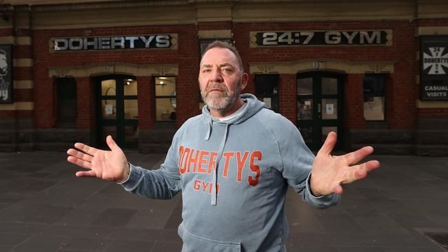 Gym owner Tony Doherty, who runs Dohertys Gym, is against a likely injecting room on Flinders Street. Picture: Alex Coppel.