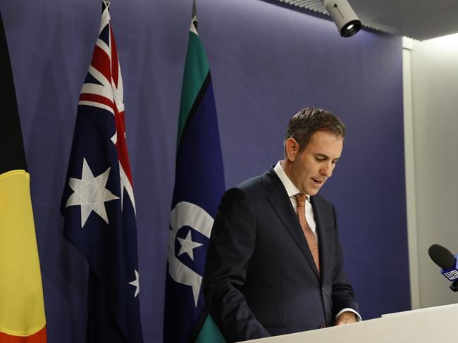 SYDNEY, AUSTRALIA - NewsWire photos APRIL 26, 2023: Pictured AustralianTreasurer Jim Chalmers speaks during a press conference at CPO in Sydney. Picture: NCA NewsWire / Dylan Coker