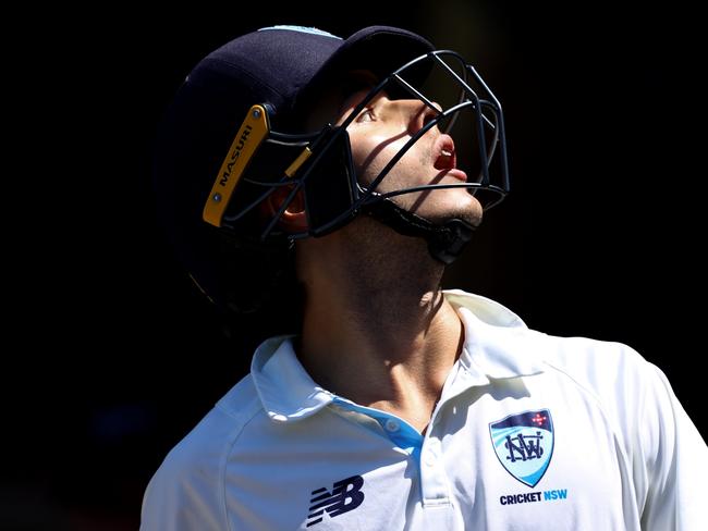 SYDNEY, AUSTRALIA - FEBRUARY 19: Sam Konstas of the Blues walks out to bat during the Sheffield Shield match between New South Wales Blues and Victoria at Sydney Cricket Ground on February 19, 2025 in Sydney, Australia. (Photo by Jason McCawley/Getty Images)