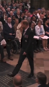 Prince Harry arrives at the coronation of King Charles III