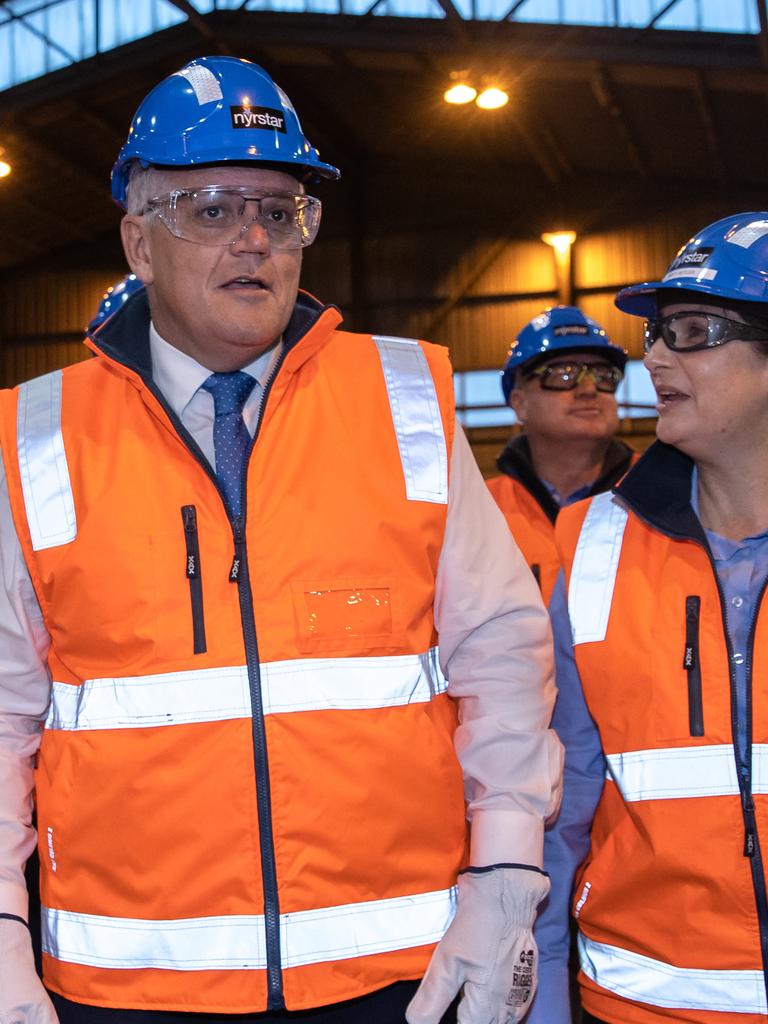 Who wore it better? ScoMo in his high-vis. Picture: Jason Edwards