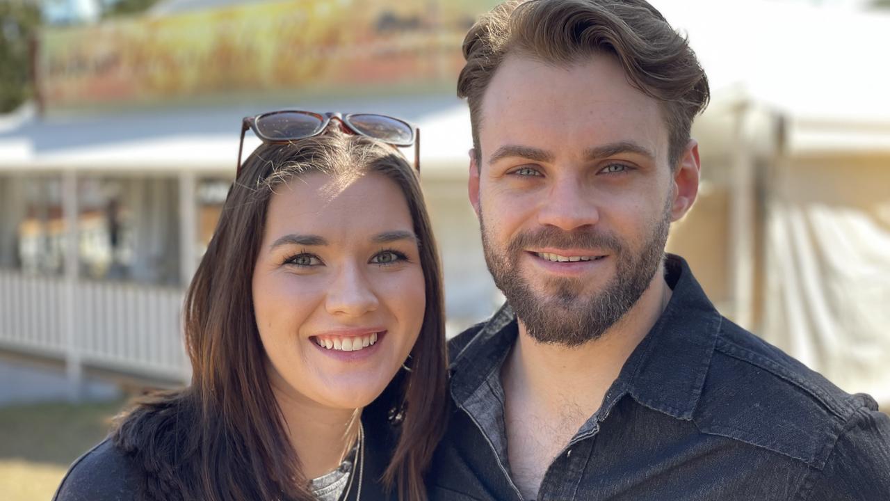 Gabi Louise and Liam Kennedy-Clark, from Newcastle, enjoy day one of the 2024 Gympie Muster, at the Amamoor State Forest on August 22, 2024.