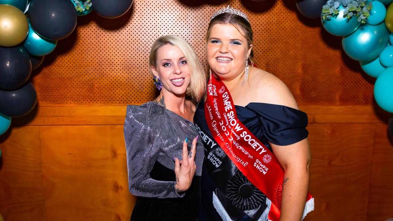 Gympie Showgirl and Charity Showgirl Bronte O'Sullivan (right) at the 2022 Gympie Show Ball. Photo: Contributed
