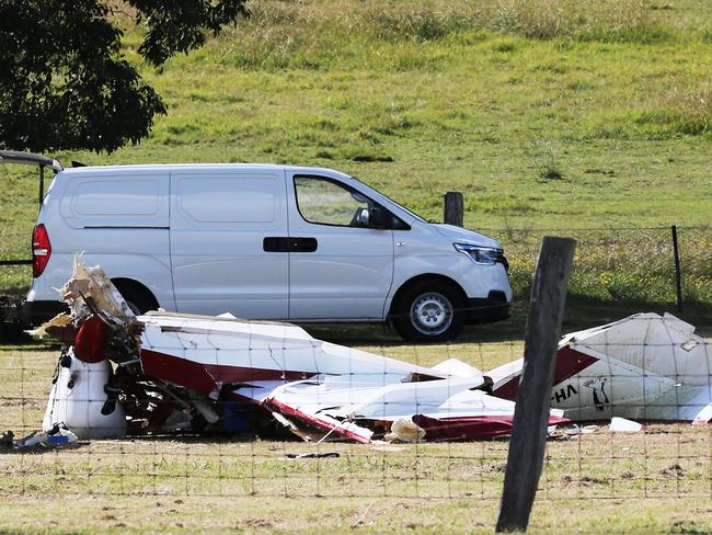 The scene at Windella, west of Maitland, where a 44 year old was killed in a light plane crash. Picture by Peter Lorimer.