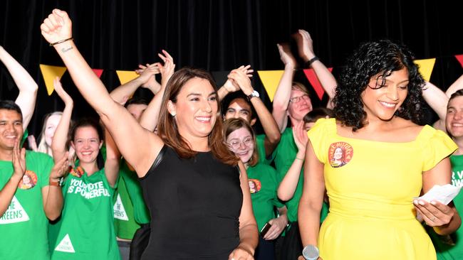 Victorian Greens celebrate Lidia Thorpe’s victory in Northcote. Picture: AAP