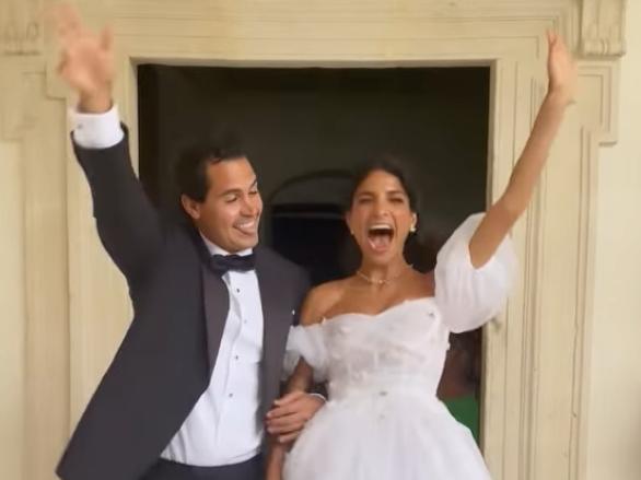The Sydney power duo at their wedding in Italy. Picture: Instagram/Montarna Pitt