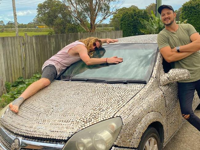 Marty and Michael's bedazzled Holden Astra is being shared far and wide online. Pic: Marty and Michael Facebook