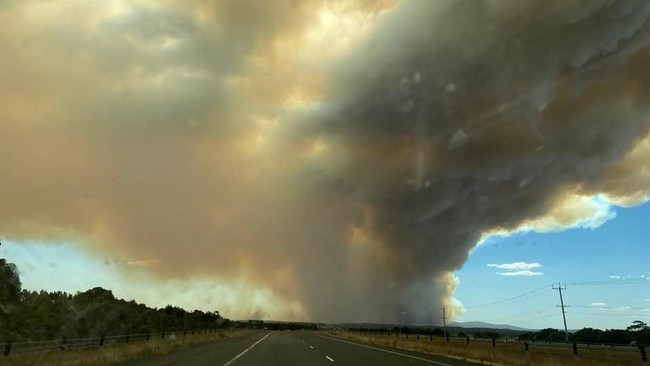 Up to 1000 firefighters are battling a bushfire in Victoria's west. Picture: Facebook.