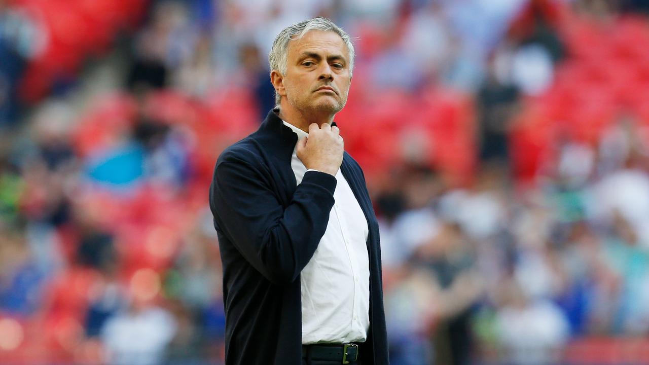 Manchester United's Portuguese manager Jose Mourinho looks.