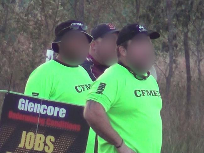 CFMEU protesting outside the site of the Glencore Oakey North mine in QLD where they have been heckling and berating those entering the site.