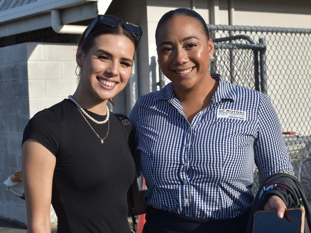 Sari Mann Wills and Natalie Lopeti at the CQ Capras versus Mackay Cutters games at Browne Park, Rockhampton, on June 24, 2023.