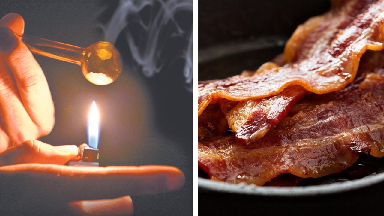 A man on meth believed he was being chased by 'bacon-flavoured people'.