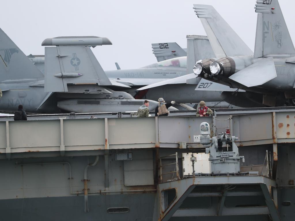 The USS Ronald Reagan arrives in Brisbane. Pic Peter Wallis