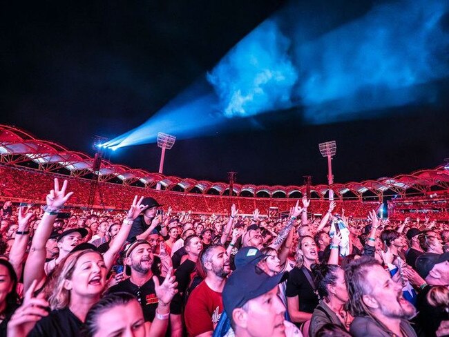 The Carrara crowd lapping up Pearl Jam’s only Queensland show last night. Picture: Simone Gorman-Clark