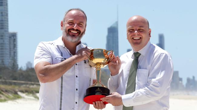 Luke (right) and brother David Henderson won the Melbourne Cup in 2013 with Fiorente. Picture: Tim Marsden