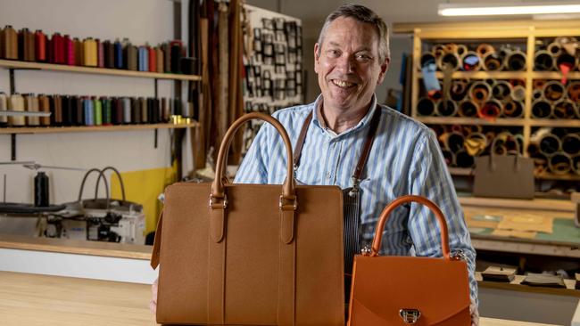 Leatherworks owner Rob McRae in Shop 4, Regent Arcade. Picture: Naomi Jellicoe