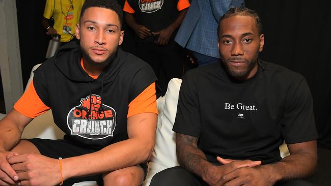 Ben Simmons with Kawhi Leonard at the Nickelodeon Kids' Choice Sports 2019.