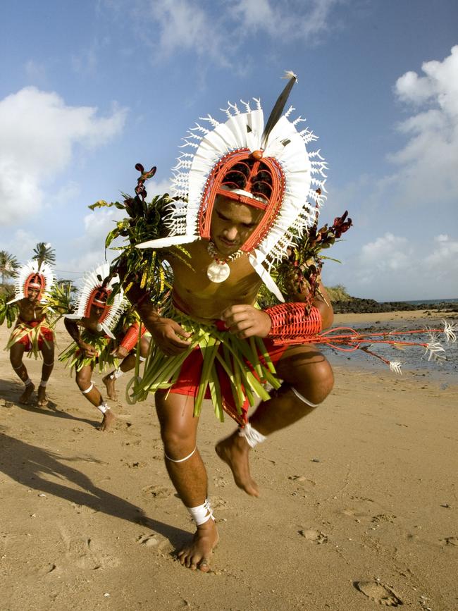 A Portrait of Australia: The best stories from 30 years of Australian Geographic. The Purple Spider dancers, Darnley Island, Torres Strait. Photo by Cathy Finch