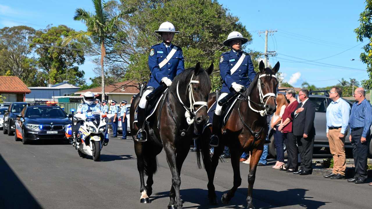 A grieving community gathered to wish Detective Senior Constable Alison Sheehan fairwell, after she passed away from her battle with cancer. Picture: Amber Gibson