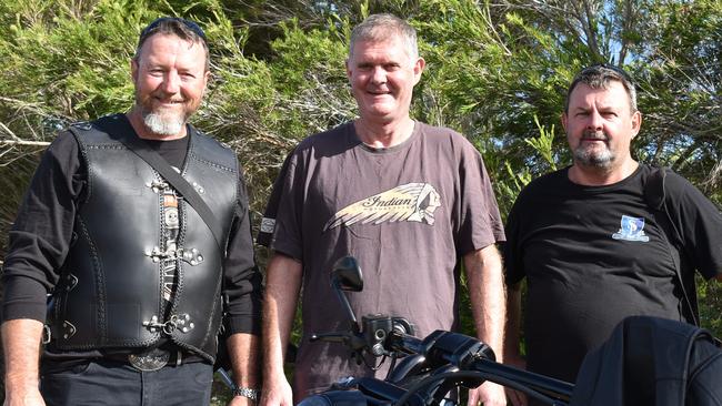 Troy Martin, Mackay, Peter Morrissey, Mackay and Daryl Porter, Mackay, at the Mackay Black Dog Ride 2022, Sunday, March 20, 2022. Picture: Tara Miko