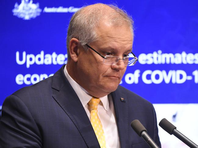 Scott Morrison speaks to the media.