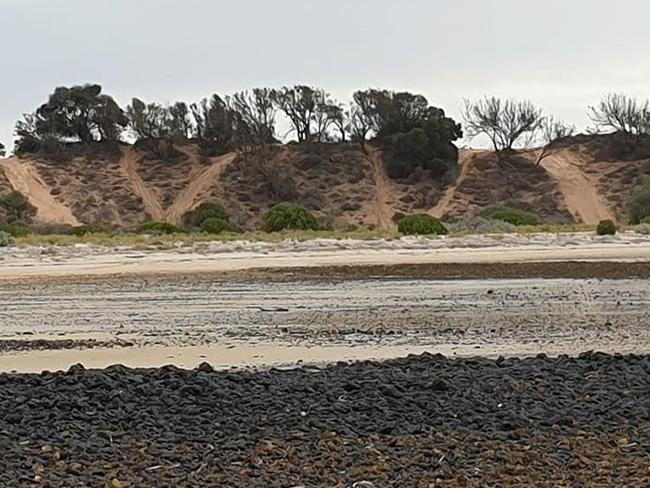 Sand Dune damage at Back Beach on Yorke Peninsula . Picture: Barunga West Council