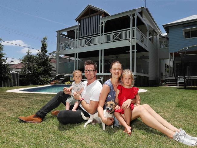 Anna and Michael Finlayson are selling their Chelmer home which was originally Brisbane's first golf club house. Kids are Billie 3yrs and Mack 8mnths old and Rocky their dog.Pic Annette Dew