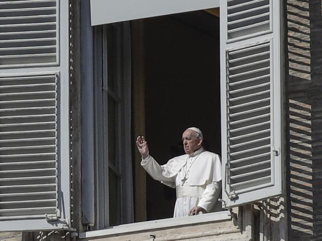 Pope Francis delivers his blessing from his studio window overlooking St. Peter's Square at the Vatican. Picture: AP