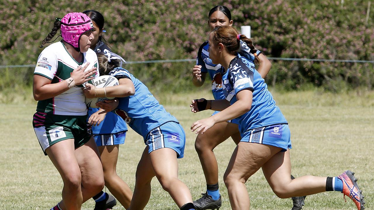 Olivia Saba from Lebanon. U16 Girls Lebanon v Maori Pango. Harmony Nines Rugby League. Picture: John Appleyard