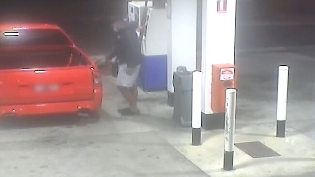Police would like to speak to anyone who can identify this man, seen filling up a stolen red Holden Commodore at a petrol station in Thomastown in the hours before Mr Kesici’s death. Picture: Victoria Police