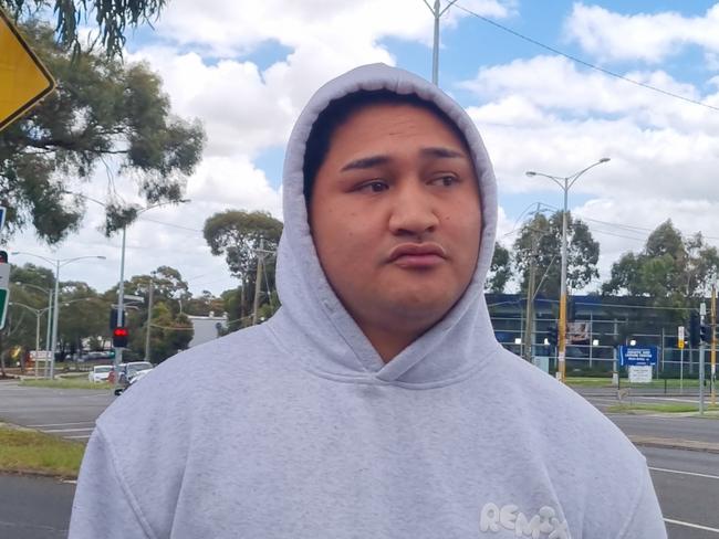 Swalyn Malaice Jackson Barton-Cookes, 24, outside the Broadmeadows Magistrates' Court after he was charged with assaulting a member of the flight crew aboard a flight from Perth to New Zealand on October 23. Picture: NewsWire/ Liam Beatty