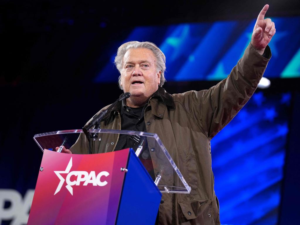 Steve Bannon suggested Trump was sent by God and called to ‘rework the constitution’ to ensure he gets a third term. (Photo by Andrew Harnik / Getty Images via AFP)