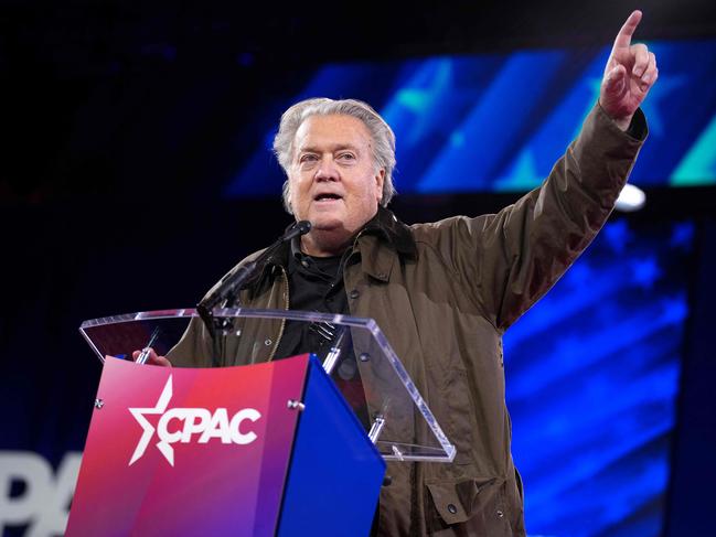 Steve Bannon suggested Trump was sent by God and called to ‘rework the constitution’ to ensure he gets a third term. (Photo by Andrew Harnik / Getty Images via AFP)