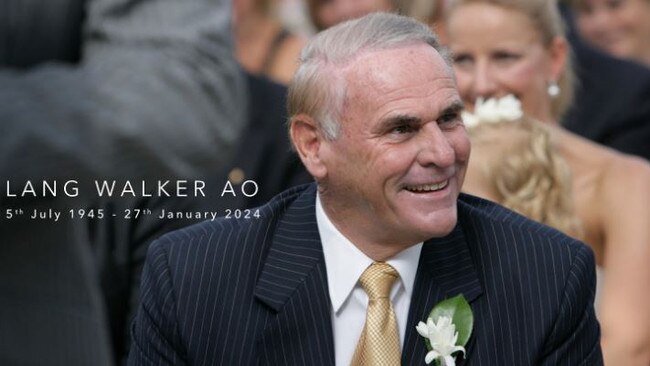 Australian billionaire Lang Walker died in January. Picture: Supplied