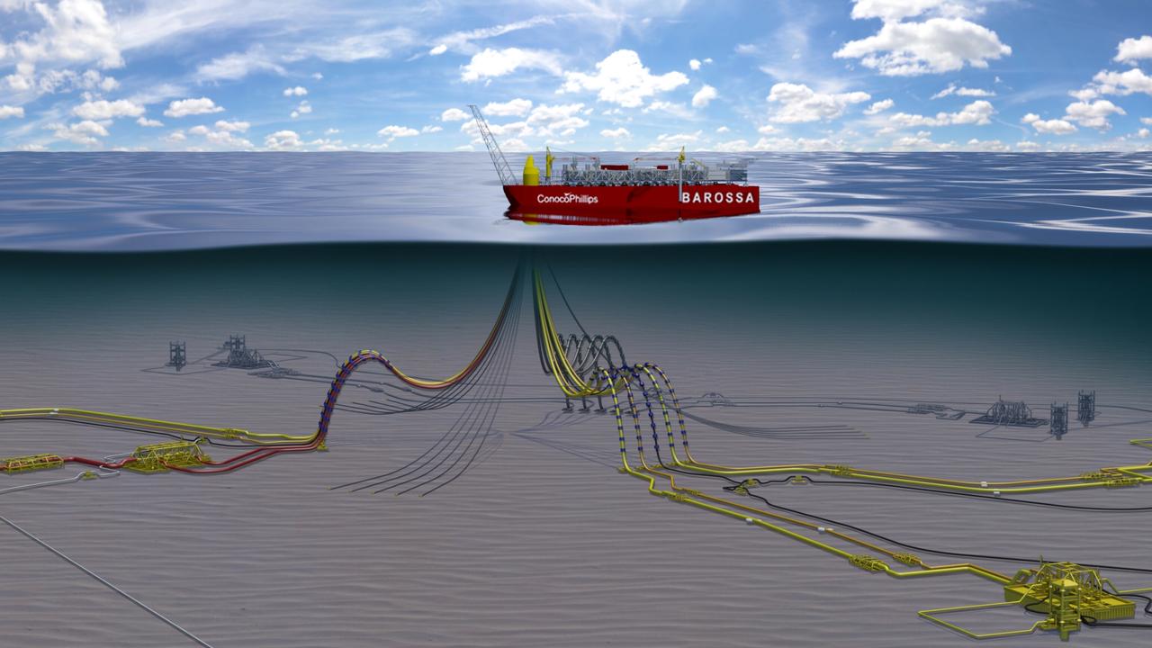 Artists impression of the proposed Barossa gas pipeline project off the coast of Darwin.