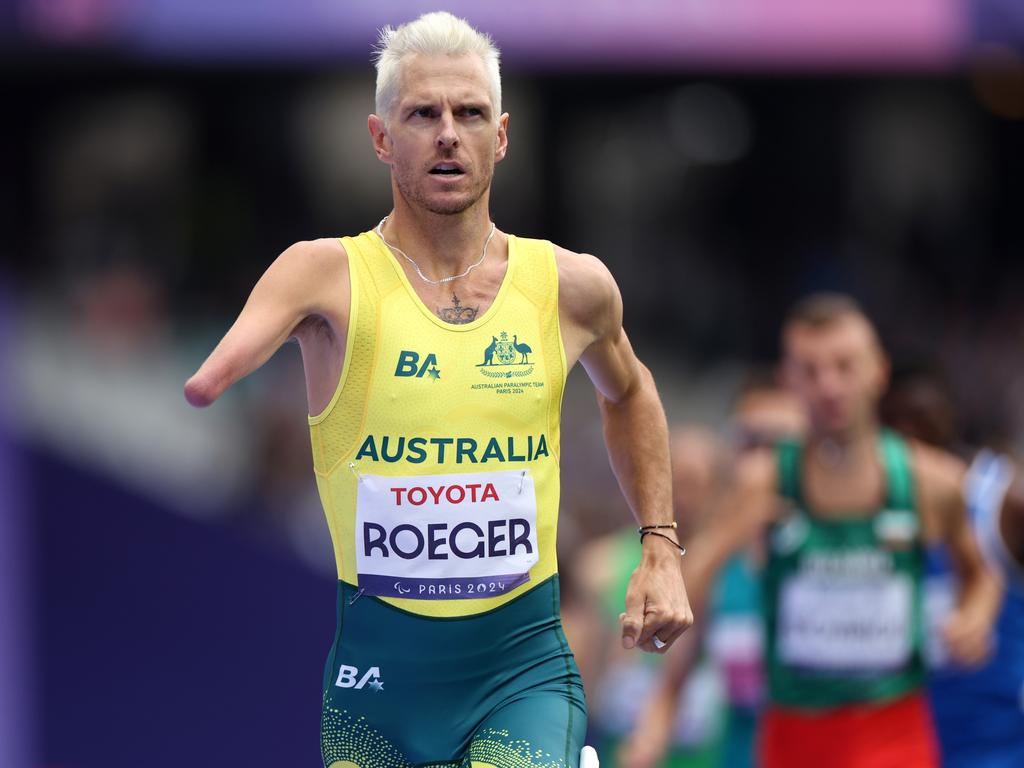 PARIS, FRANCE - AUGUST 31: Michael Roeger of Team Australia competes in the Mens 1500m T46 Final on day three of the Paris 2024 Summer Paralympic Games at Stade de France on August 31, 2024 in Paris, France. (Photo by Michael Steele/Getty Images)