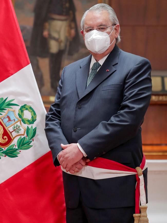 Allan Wagner is sworn in as Peru's new foreign minister on Tuesday. Picture: AFP