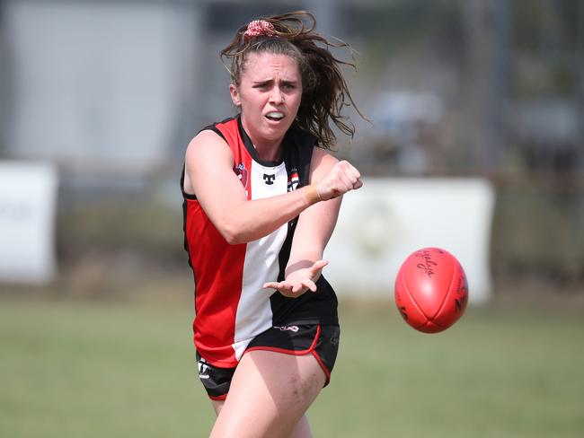 Saints' Courtney Jones in the Cairns Women's match between the Cairns Saints and the Cairns City Lions, held at Griffiths Park, Manunda. Picture: Brendan Radke