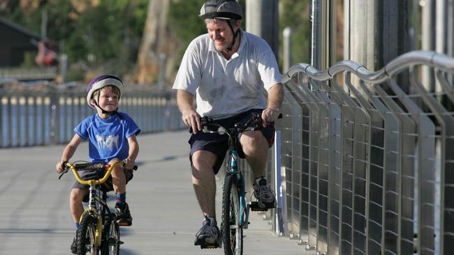 The Riverwalk is popular with cyclists.