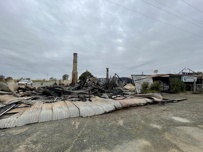 The ruined remains of the Ky West hotel following a devastating fire on March 21, 2023. Picture: Julieanne Strachan