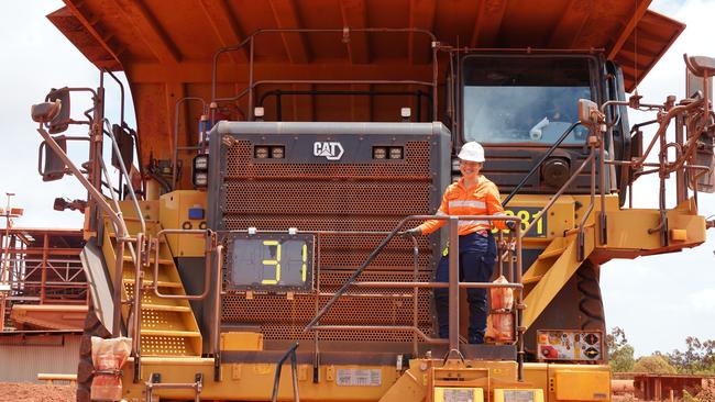 Taylee Healy on a big rig at Rio Tinto Gove