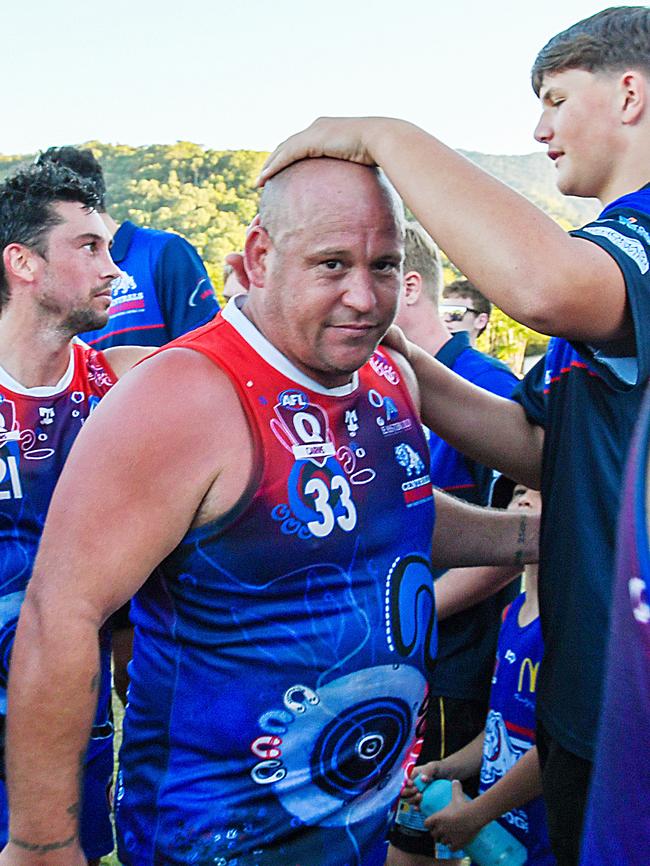 Centrals Trinity Beach Bulldgos player Luke James has played his last AFL Cairns game on Saturday, kicking 5 goals against the Cairns Saints. Picture: Brendan Radke