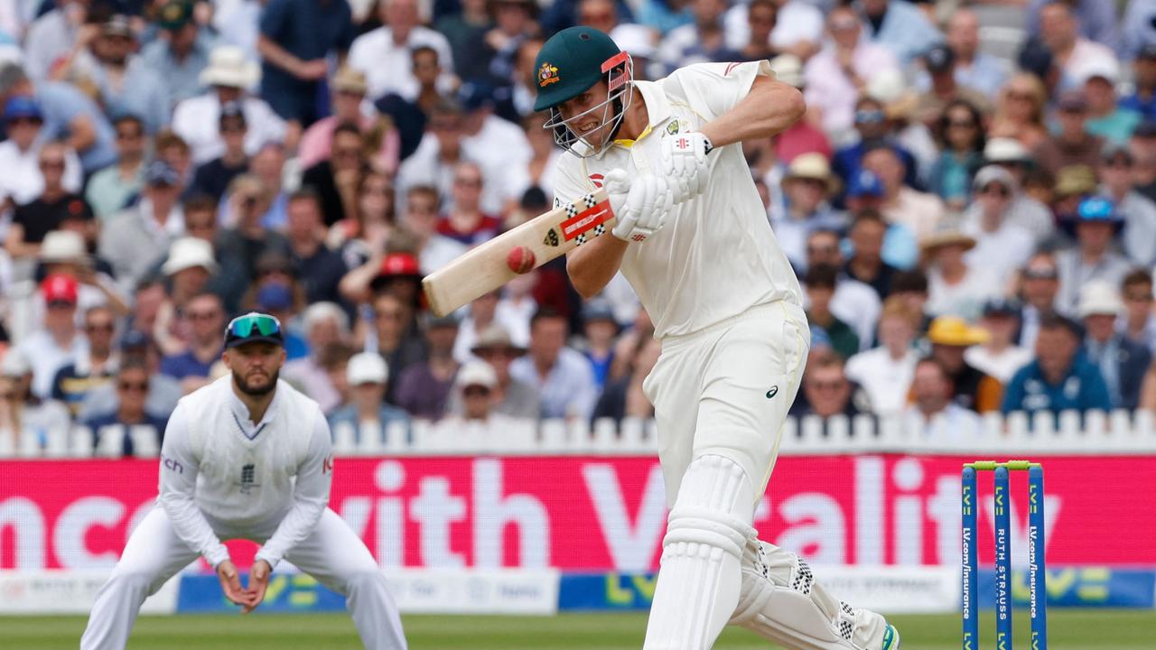 Australia's Cameron Green is at the crease after the lunch break. Picture: AFP