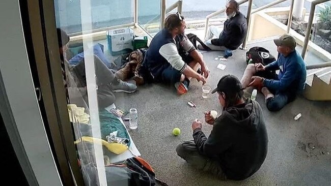 The homeless have gathered at the southern end of Scarborough Street, Southport. Picture: Supplied