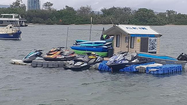 Boats in the Gold Coast Broadwater before Cyclone Alfred reaches landfall.