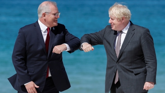 British Prime Minister Boris Johnson has called Australian Prime Minister Scott Morrison's commitment to net zero emissions by 2050 'heroic'. Picture: Peter Nicholls - WPA Pool/Getty Images