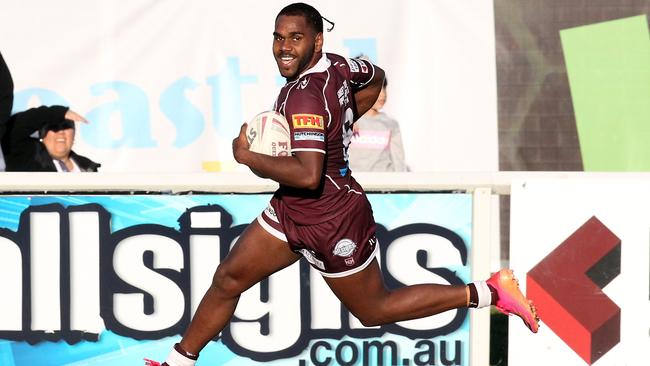 Rugby League Gold Coast A-Grade Round 2 - Burleigh Bears vs. Helensvale Hornets at Pizzey Park. Shalin Fuller scoring a try. 16 May 2021 Miami Picture by Richard Gosling