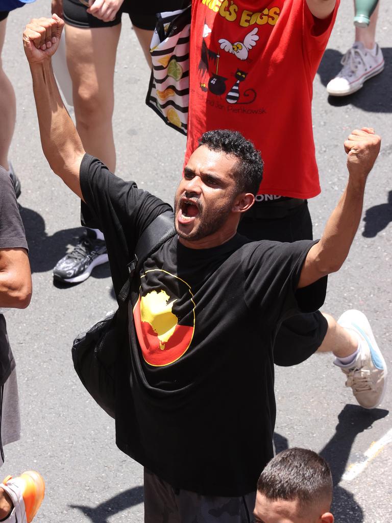 Australia Day protest march, Brisbane. Picture: Liam Kidston