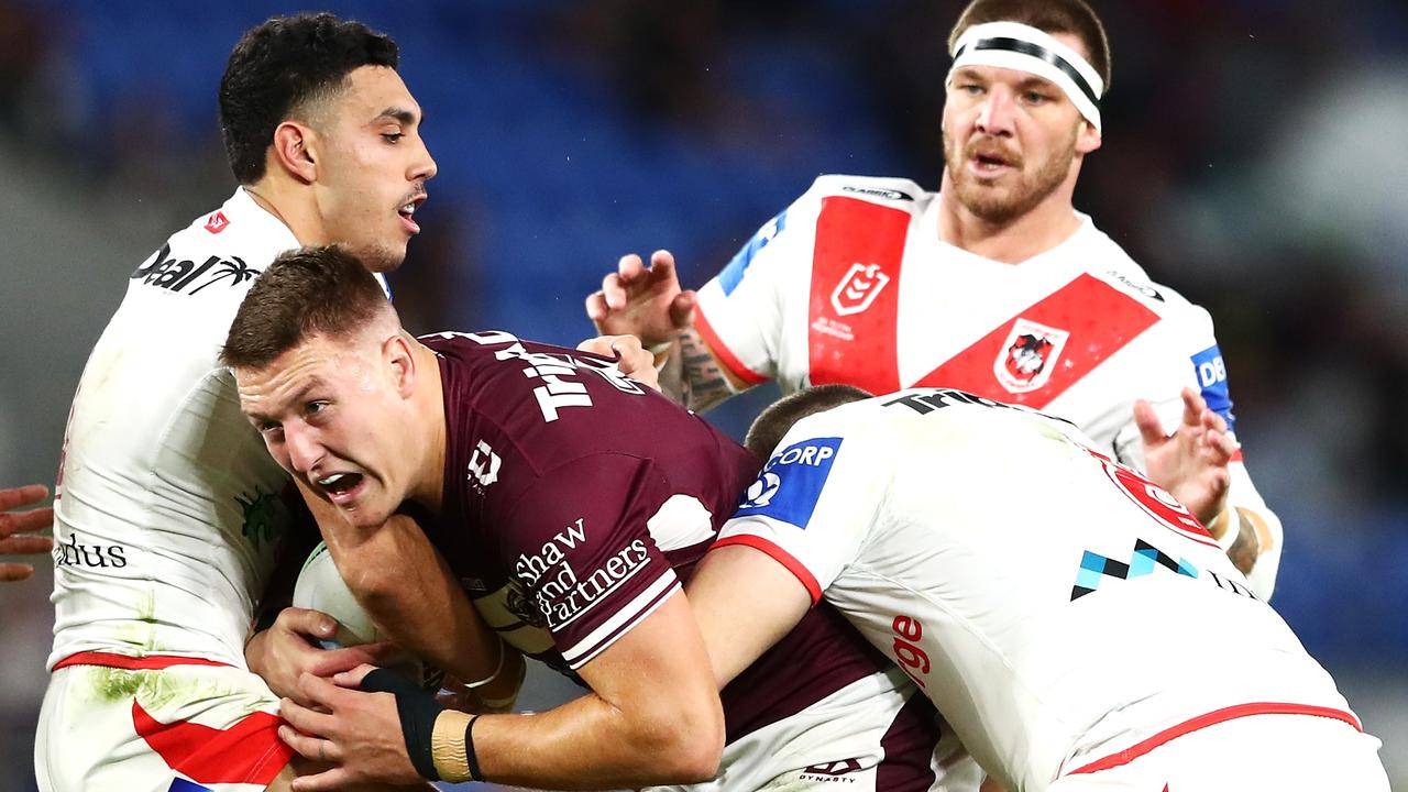 Young players like Sean Keppie have allowed Manly to rise this season. Picture: Chris Hyde/Getty Images